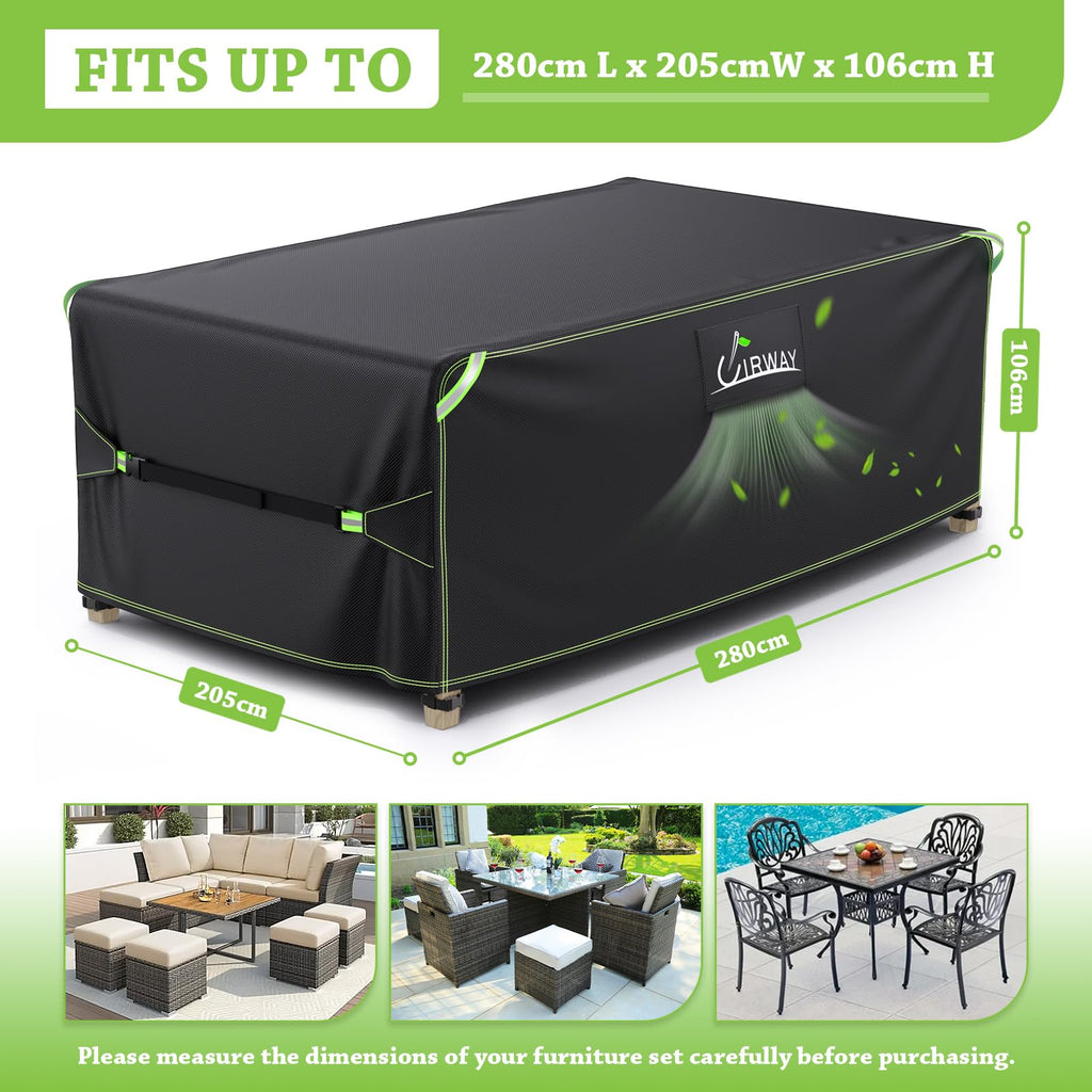 UIRWAY 420D Heavy Duty Garden Furniture Cover - Waterproof Patio Table Cover