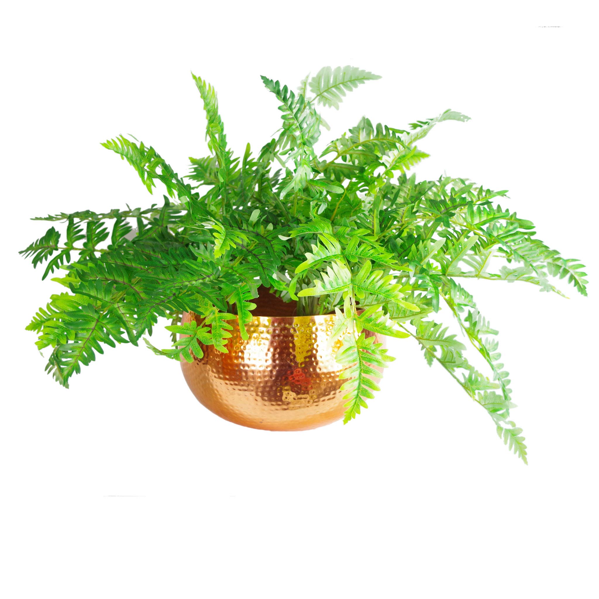 Leaf Hammered Copper Metal Planter – Large 32cm Rustic Indoor Pot