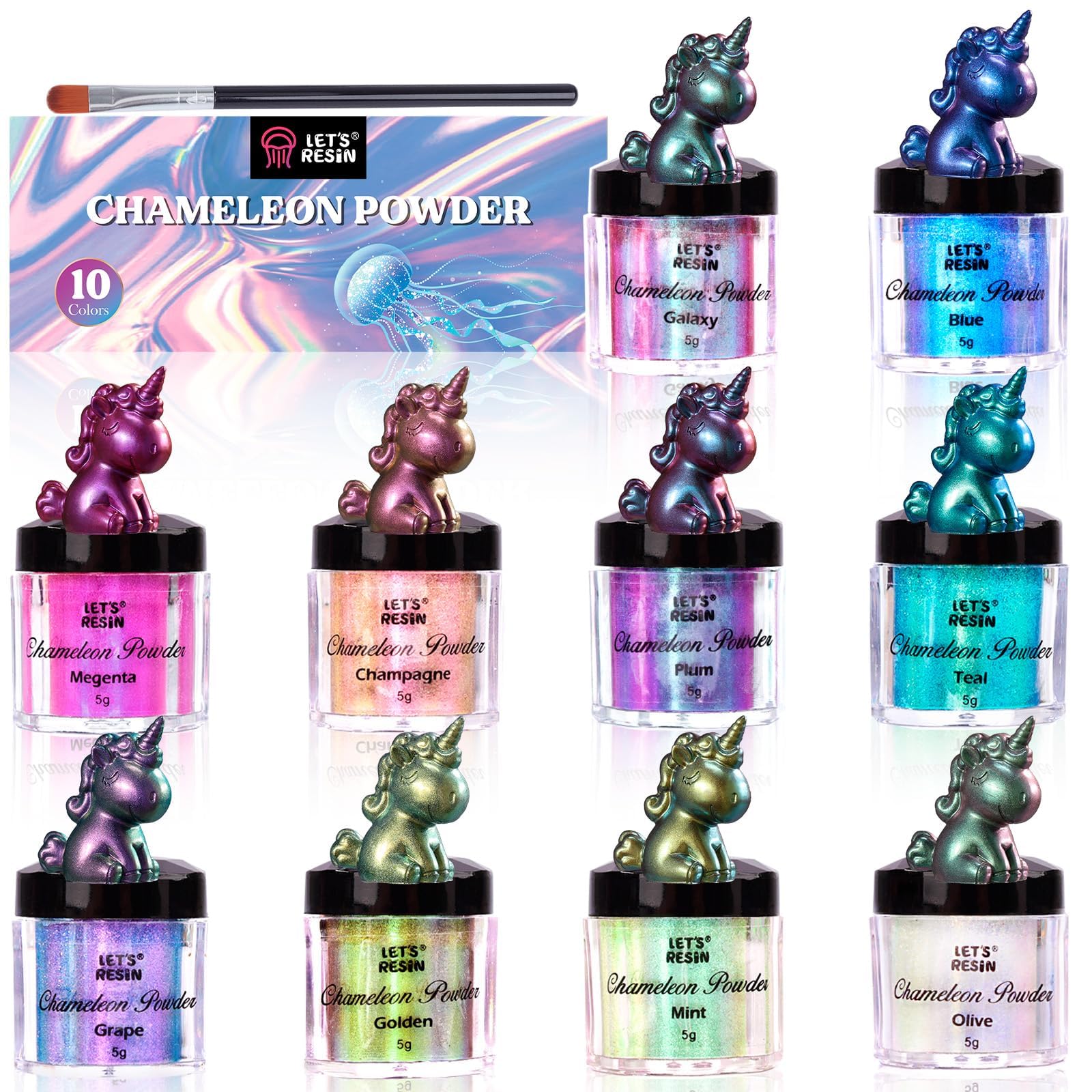 LET'S RESIN Chameleon Mica Powder | 10 Color Shift Pigments for Epoxy