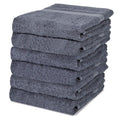 IBIMZA Egyptian Cotton Hand Towels - Set of 6 Soft Grey Bathroom Towels