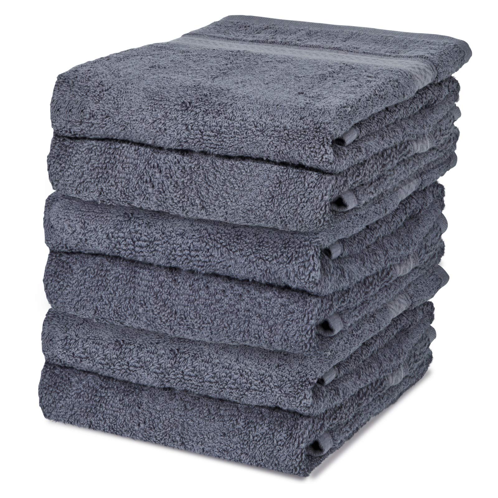 IBIMZA Egyptian Cotton Hand Towels - Set of 6 Soft Grey Bathroom Towels