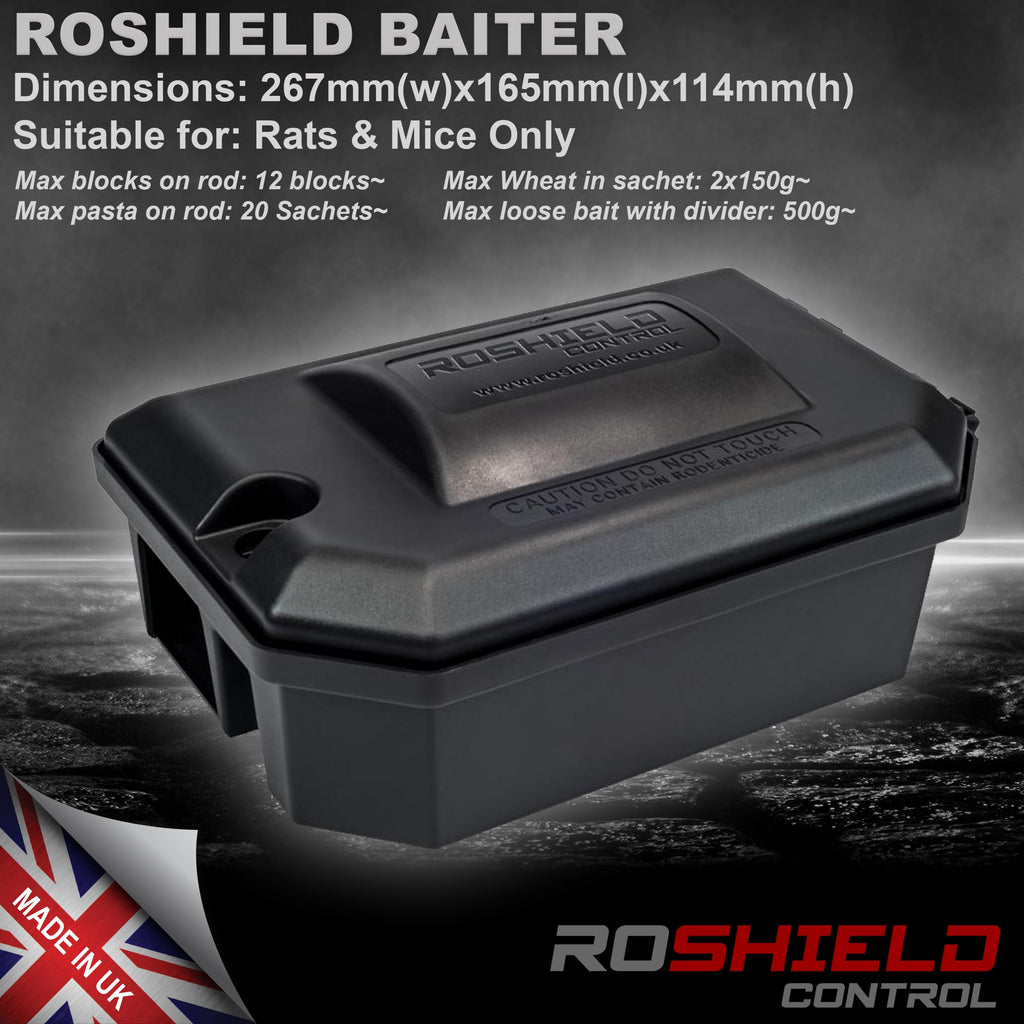 Roshield Rat Killer Kit | 4 Tamper Proof Bait Boxes & 300g Wax Blocks