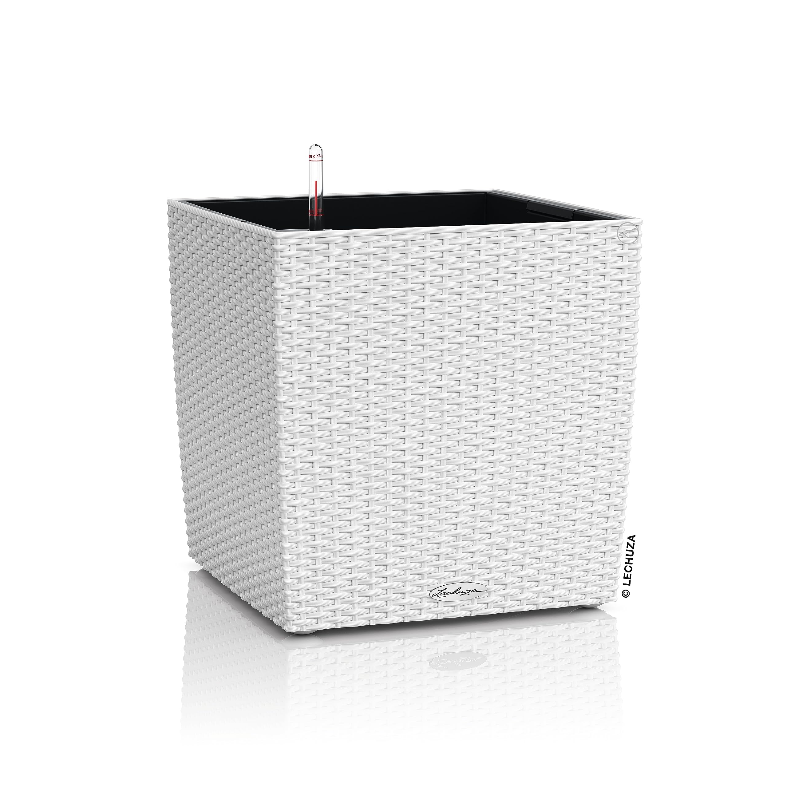Lechuza CUBE Cottage 40 Self-Watering Square Planter - Rattan White