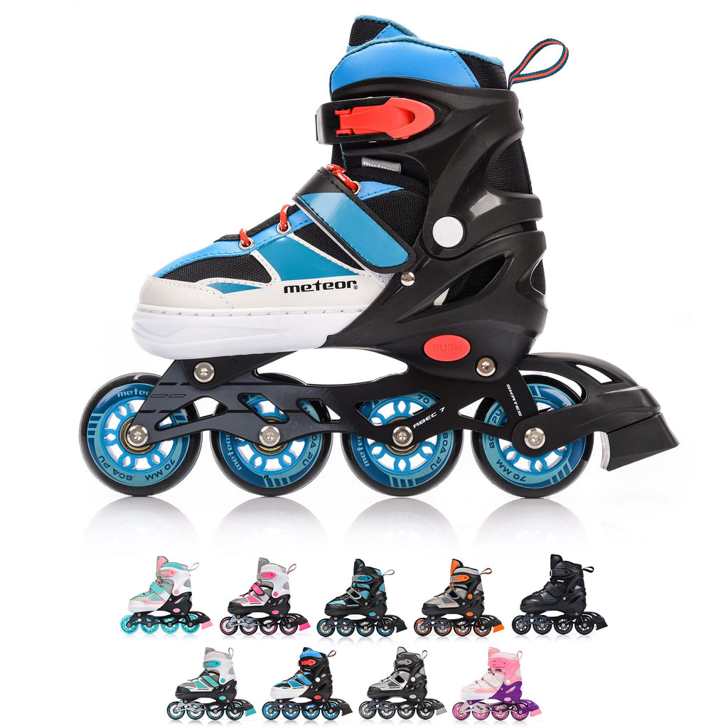 Meteor Kids Adjustable Inline Skates - ABEC 7 Roller Blades - Blue, S 30-33