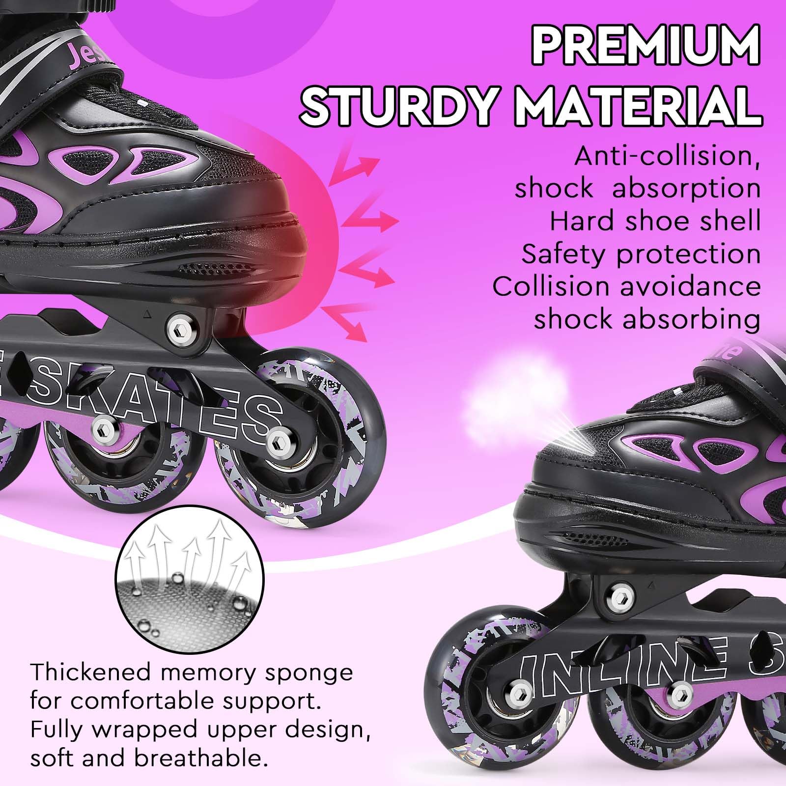 Jolof Store Kids Light Up Inline Skates - Adjustable Roller Blades