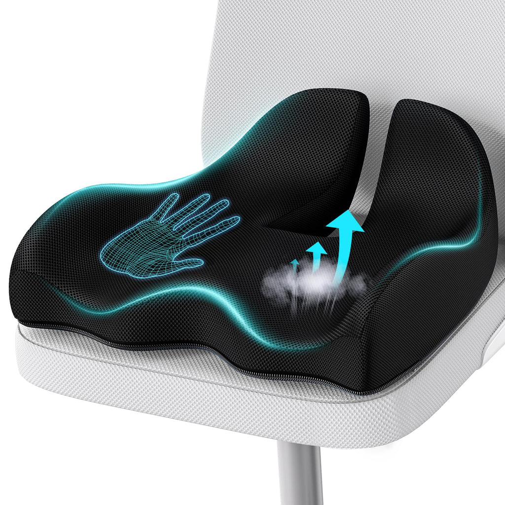 Memory Foam Seat Cushion – Ergonomic Coccyx Pad for Sciatica