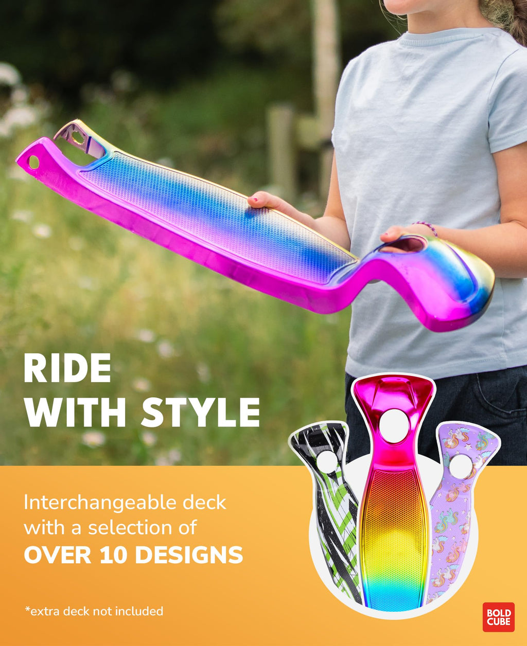 BOLDCUBE Big Fold 3-Wheel Kids Scooter with LED Wheels - Crystal Rubix