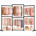 OPPAIYA Heavy Duty Clothes Rail, Up to 294cm Extra Large Clothes Rail for Bedroom, 6 Rails Flexible L/U-Shaped Open Wardrobe - image 1