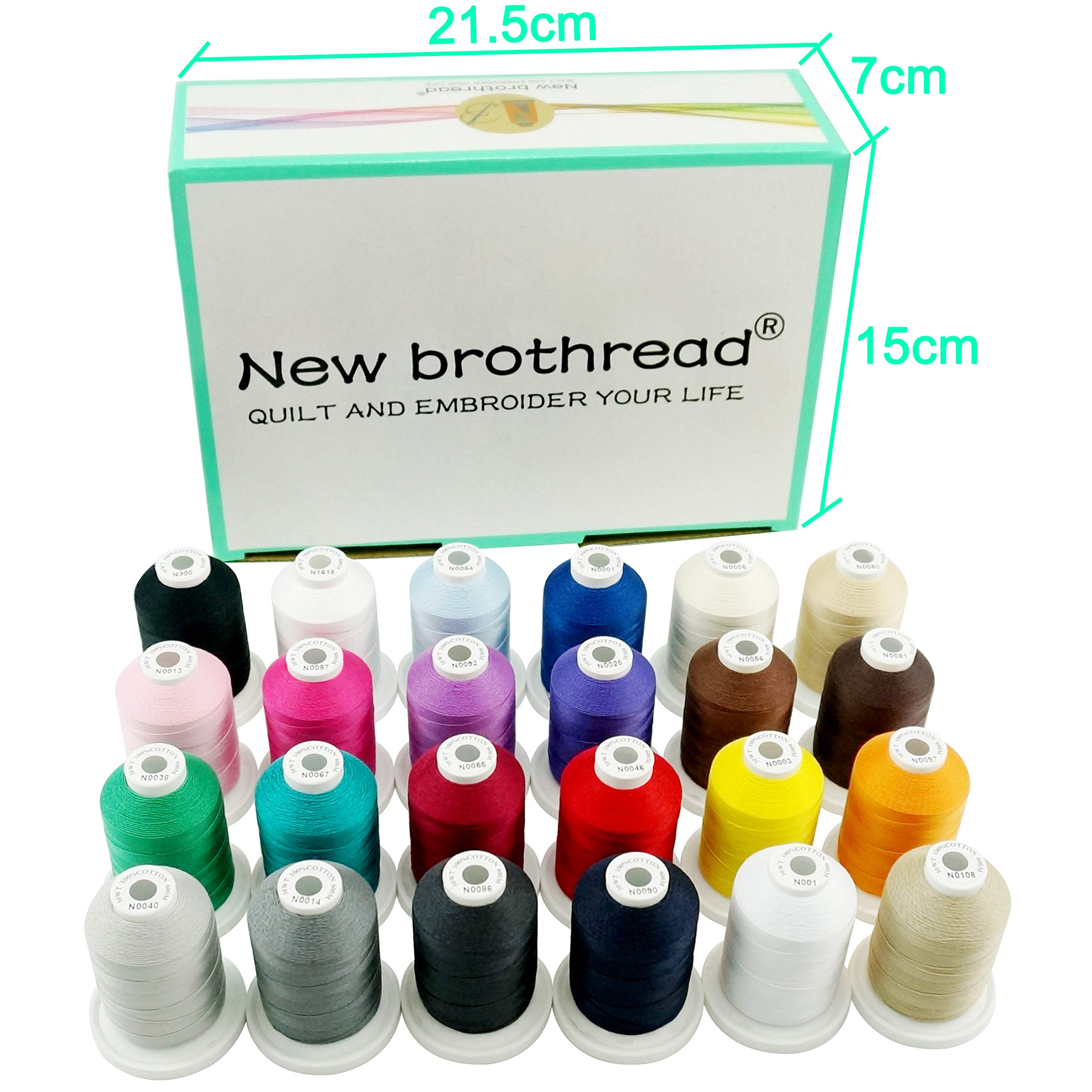 New brothread 24 Colors Mercerized Cotton Thread 30WT for Quilting