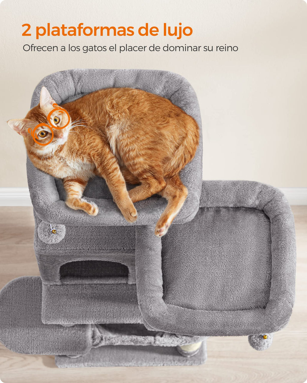 Feandrea 112cm Cat Tree | Multi-Level Plush Cat Tower with 11 Scratching Posts