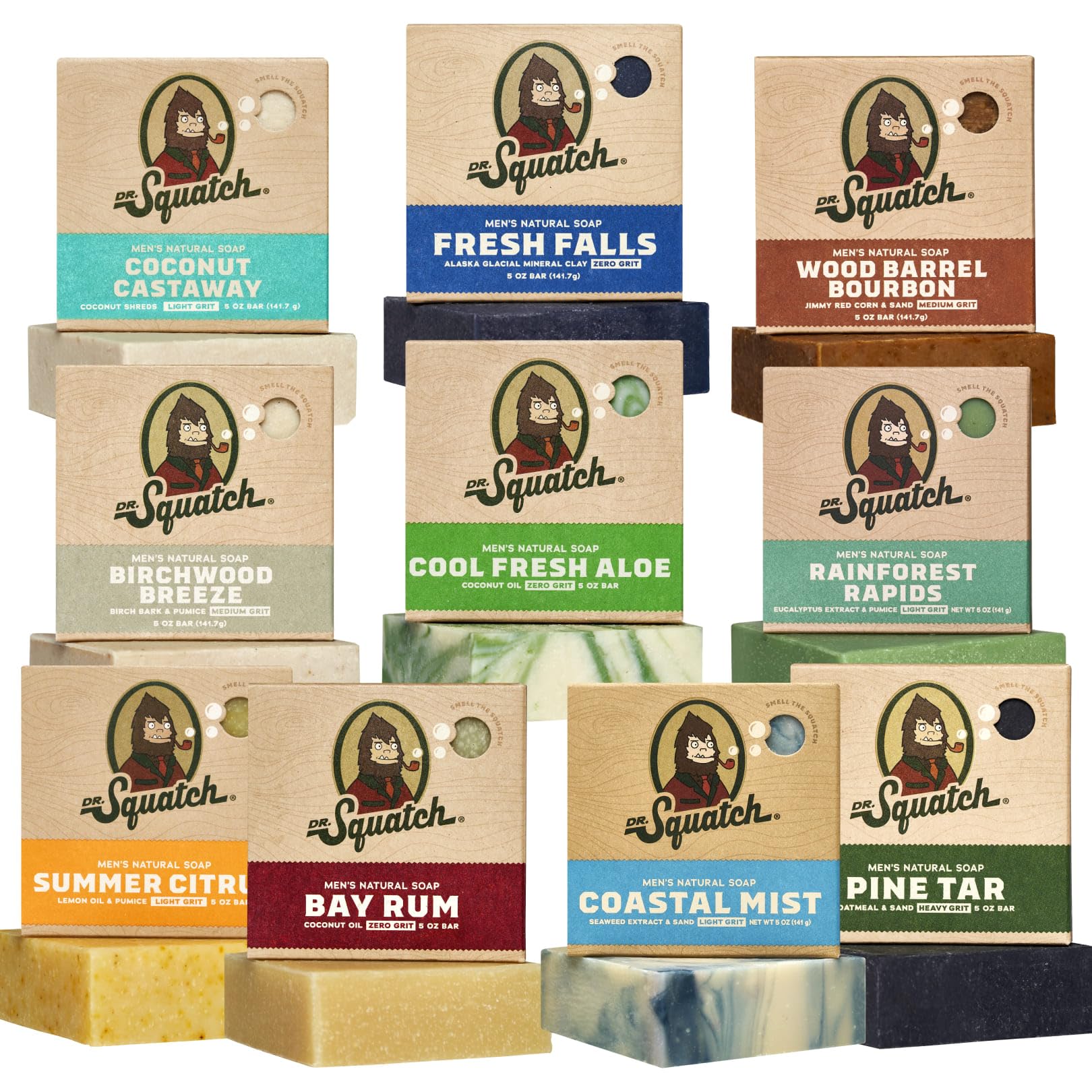 Dr. Squatch Men's Natural Bar Soap Gift Set - 10 Pack Cold-Process Soap