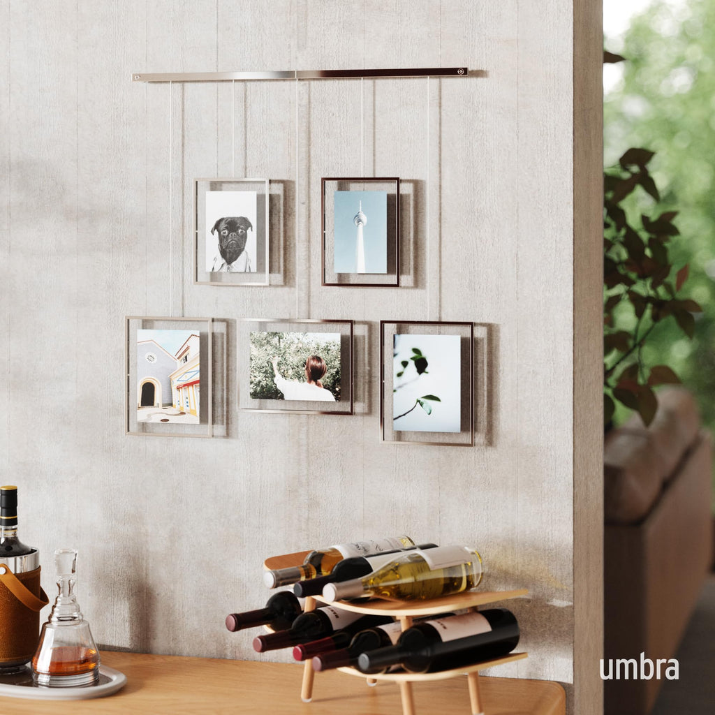 Umbra Exhibit Gallery Wall Frame Set - 5 Piece Modern Photo Display, Chrome