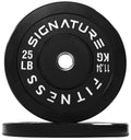 Signature Fitness 25LB Olympic Bumper Plates - Virgin Rubber, Pair