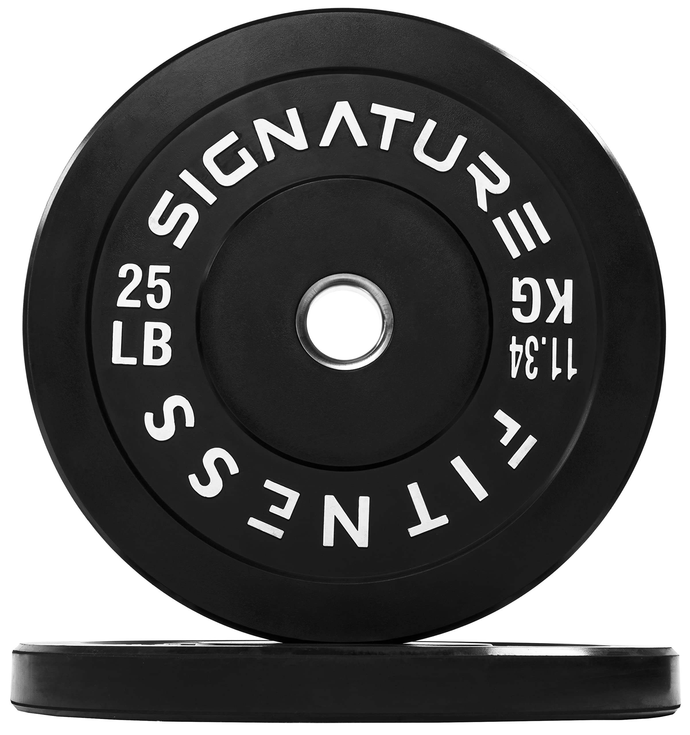 Signature Fitness 25LB Olympic Bumper Plates - Virgin Rubber, Pair