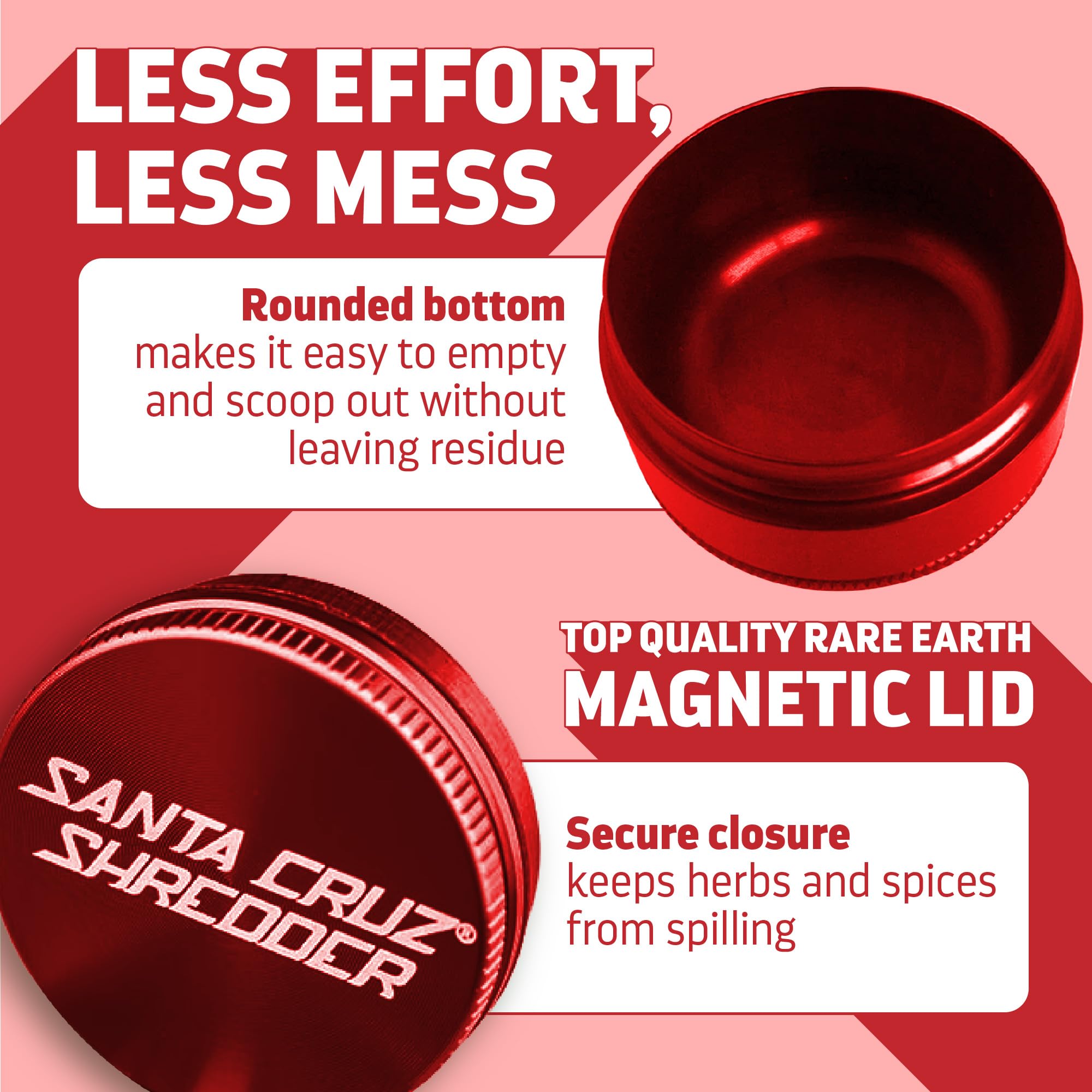 Santa Cruz Shredder 3-Piece Medium 2.2" Aluminum Herb Grinder – Red