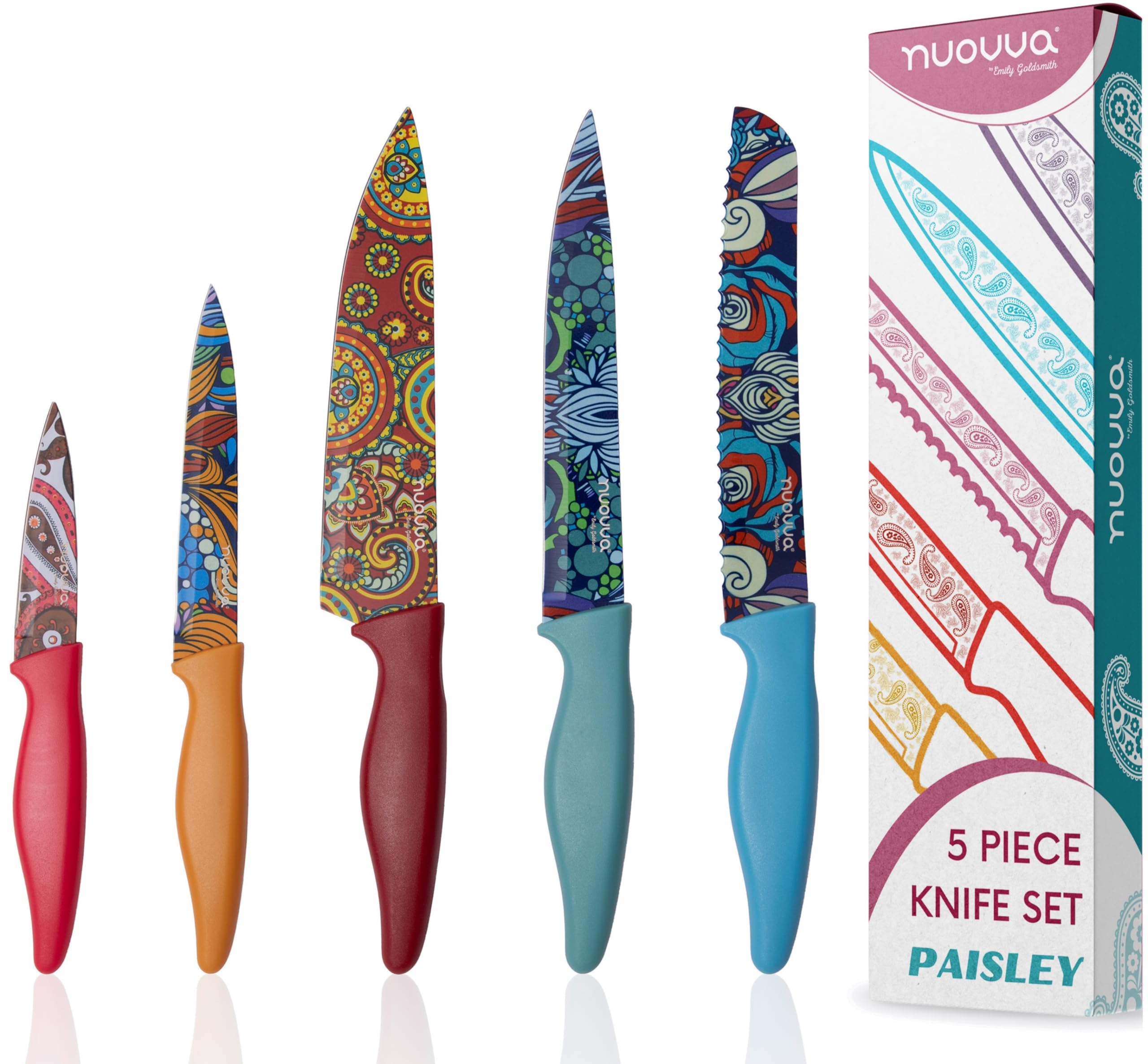 Nuovva 5-Piece Professional Kitchen Knife Set – Non-Stick Stainless Steel