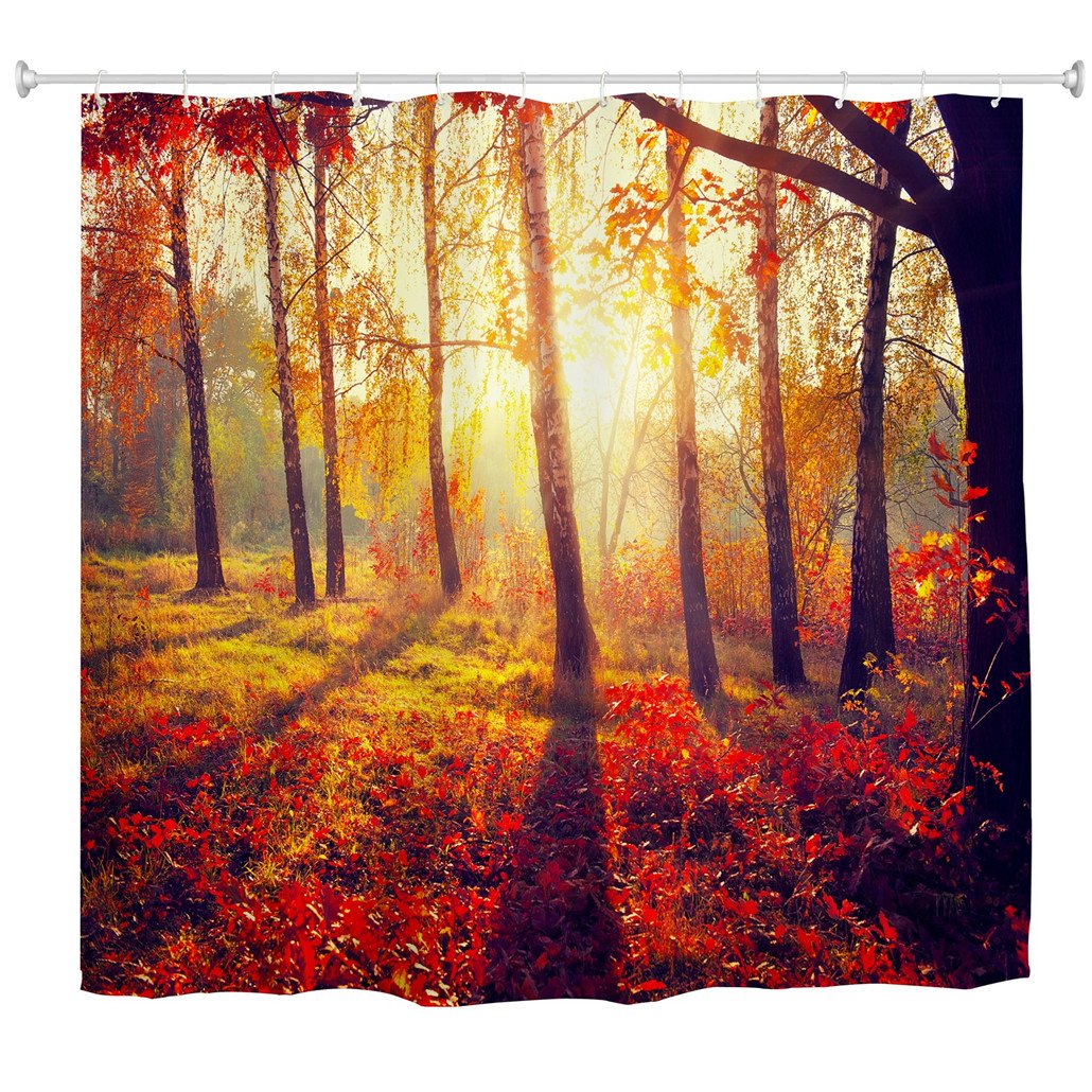 Jolof Store Fall Forest Shower Curtain | Waterproof Polyester, 72x72 Inch