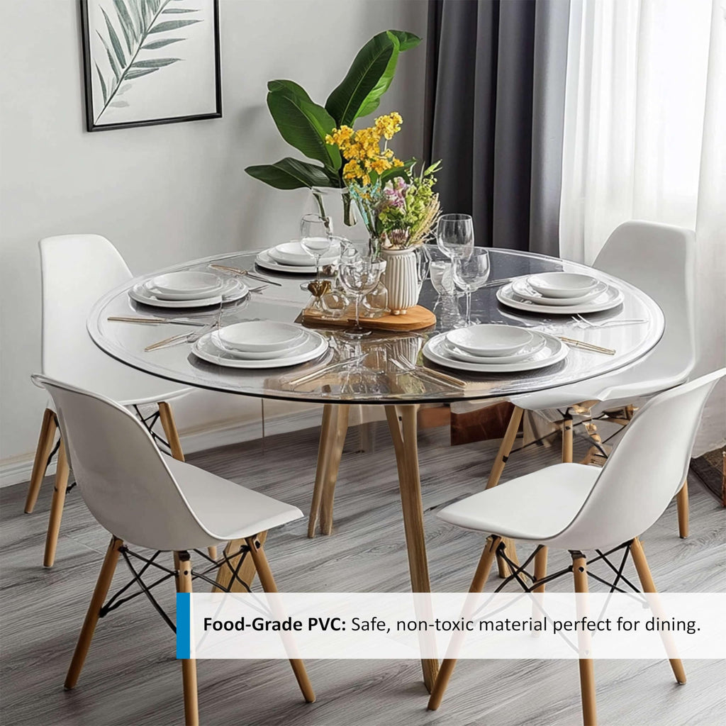 Round Clear PVC Table Protector, Heat Resistant & Waterproof, Clear Round 60cm - image 3