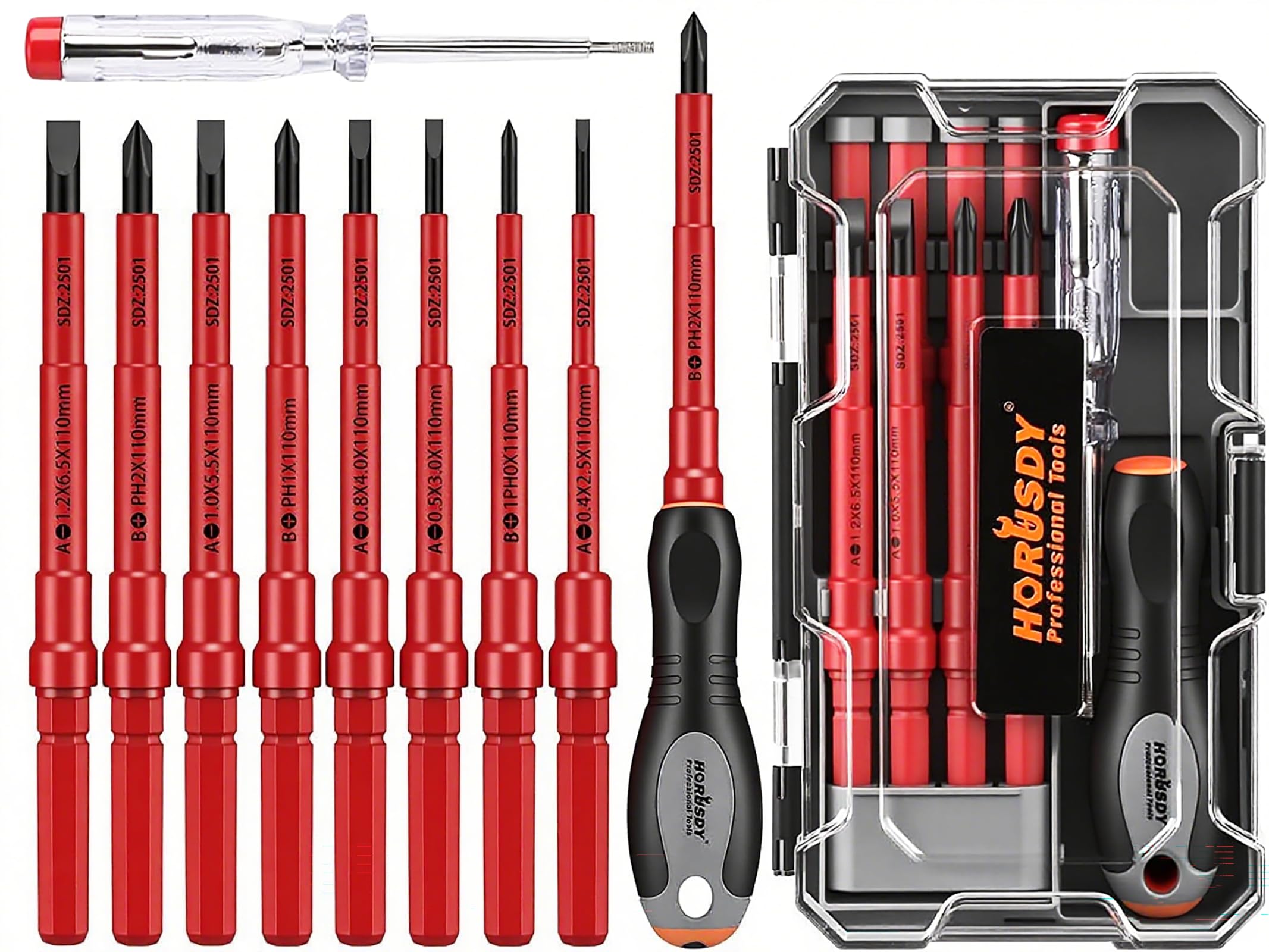 HORUSDY 10-Piece 1000V VDE Insulated Screwdriver Set | Magnetic Tips