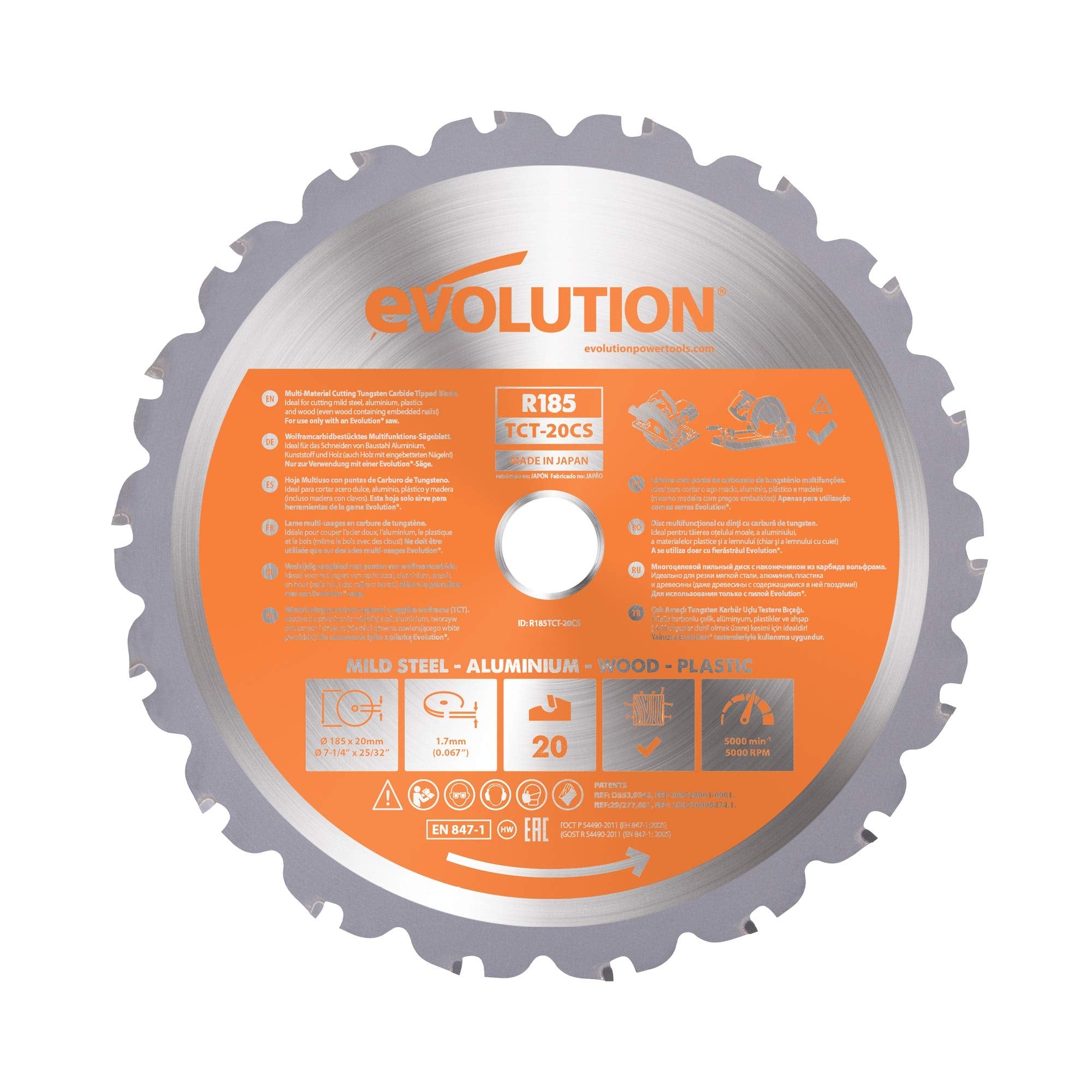 Evolution RAGE Multipurpose Circular Saw Blade - 185mm x 20mm x 20T