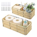 OGANAZI Set of 2 Plastic Wicker Storage Baskets | Wall Mount Toilet Organizer