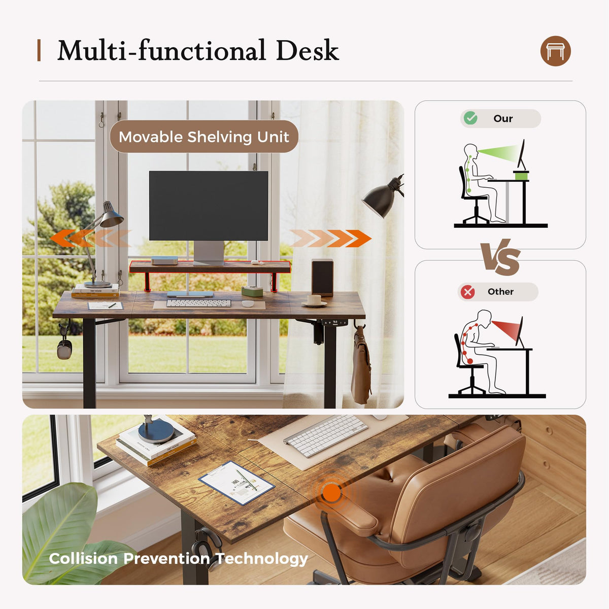 Klicelor Eletric Height Adjustable Desk, Movable Monitorstand, 160x80cm - image 5