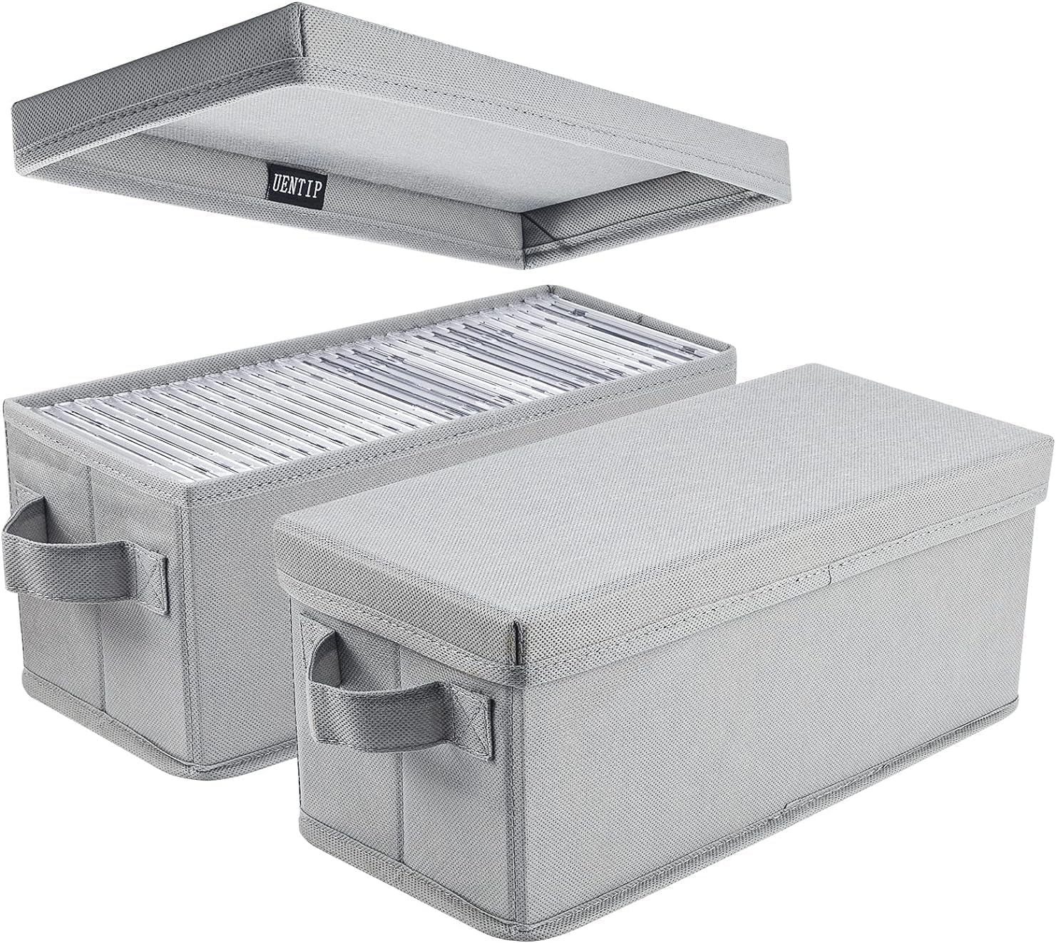 UENTIP CD Storage Box - Pack of 2 Media Organizer for 165 Discs - Grey