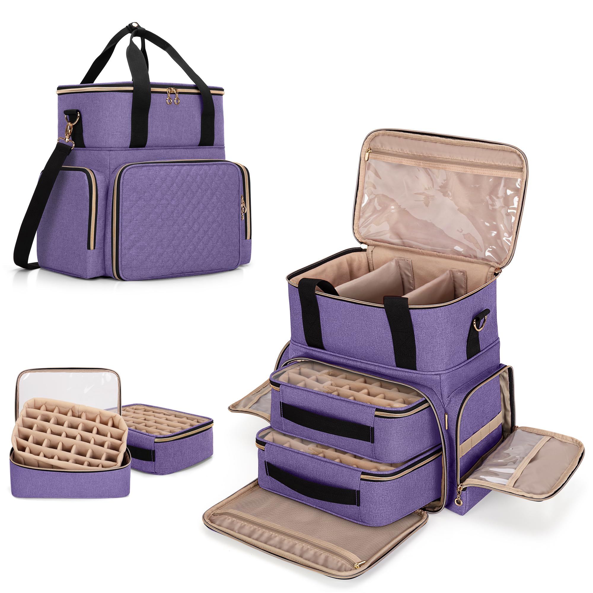 Luxja Nail Polish Organiser | Holds 70 Bottles & Nail Lamp | Purple