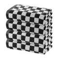 Cotton Hand Towels - 4 Pack Soft Absorbent Checkered Washcloths