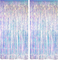 GREATRIL Iridescent Holographic Tinsel Foil Fringe Curtain - 2 Pack