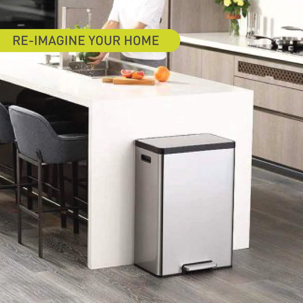 EKO Ecocasa 30L Recycling Bin – Stainless Steel Dual Pedal Kitchen Bin