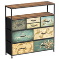 VEDECASA 8 Drawer Chest of Drawers | Retro Fabric Dresser with Open Shelf