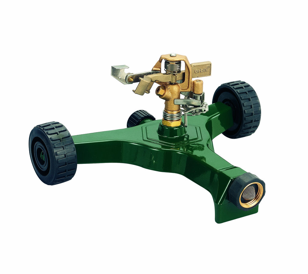 Orbit Brass Impact Sprinkler on Wheeled Base – Green Lawn Irrigation