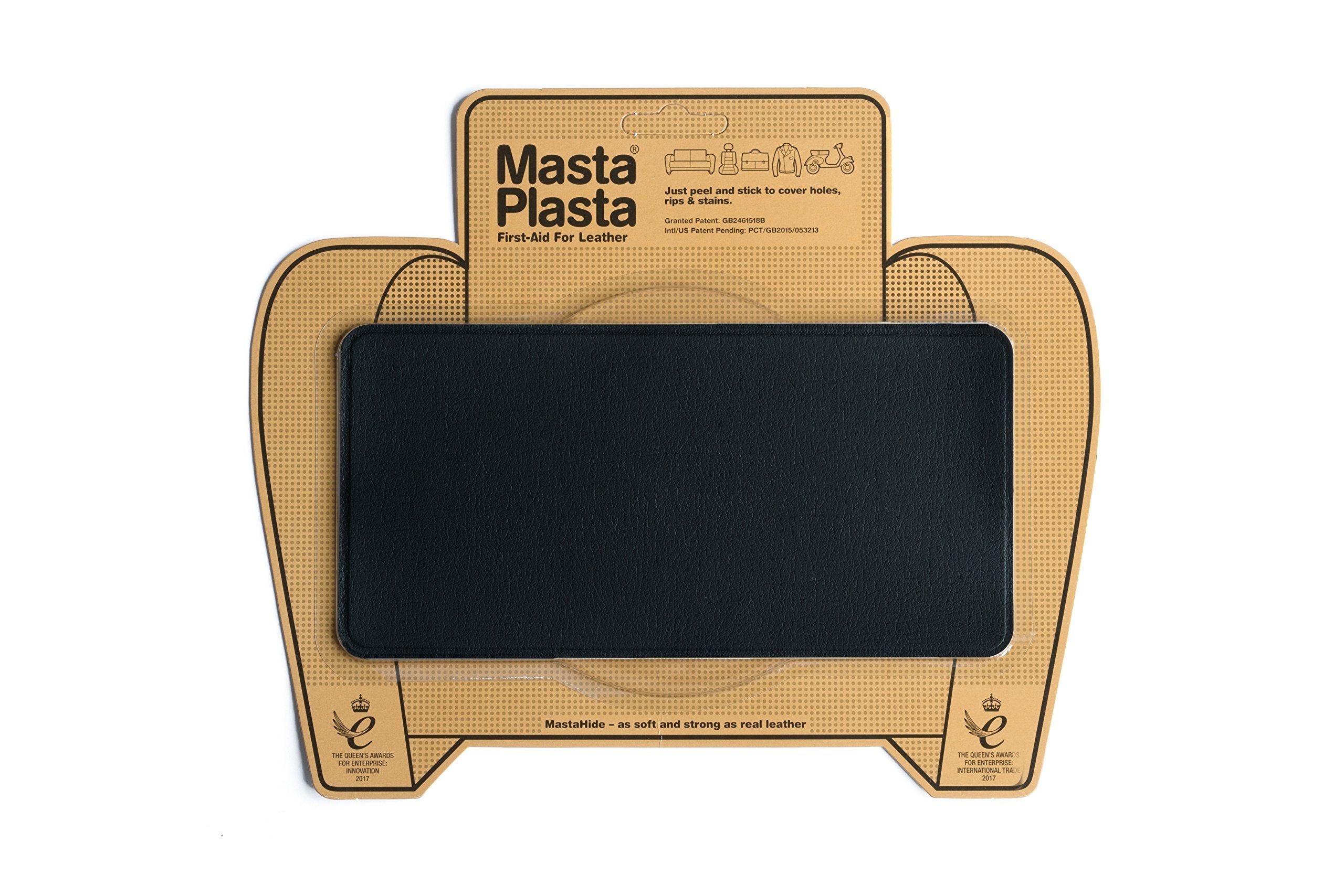MastaPlasta Self-Adhesive Leather Repair Patch | Black Vegan Leather 20x10cm