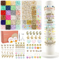 WOOLEE 24-Color Polymer Clay Beads Bracelet Making Kit with Charms