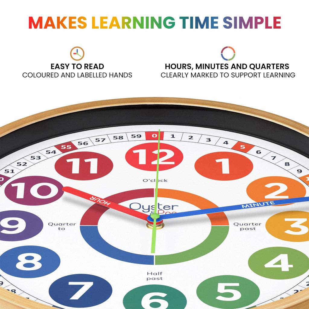 14 Inch Learning Clock – Silent Analog Teaching Wall Clock