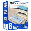 Vacuum Storage Bags 8 Small, Space Saver Bags with Travel Hand Pump, Compression Seal Bags for Clothes, Duvets