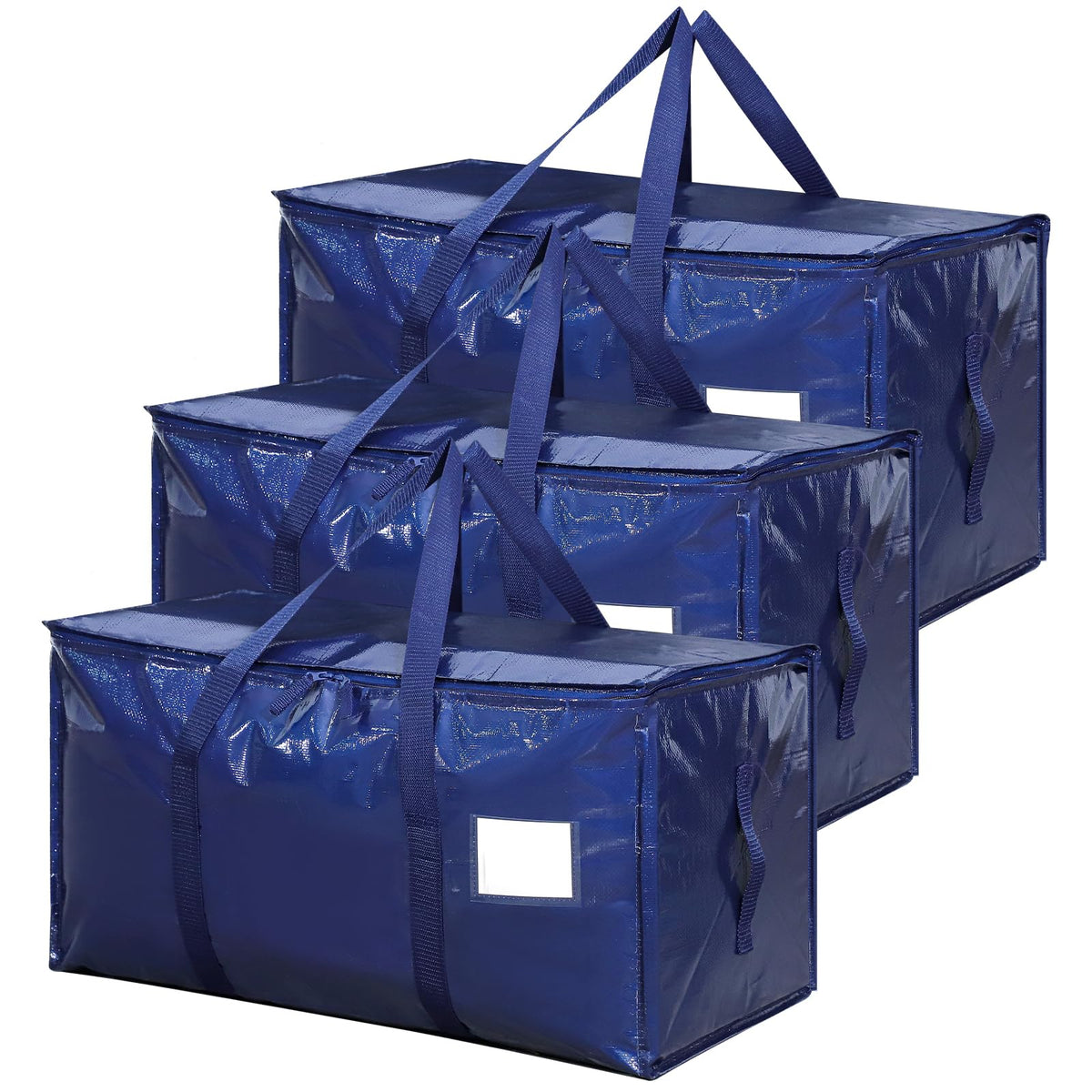 3 Pack 90L Moving Bags with Wrap-Around Handles and Reinforced Bottom, Blue - image 1