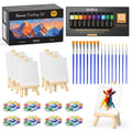 Nicpro 52 PCS Mini Canvas and Easel Set - Acrylic Painting Kit for Kids