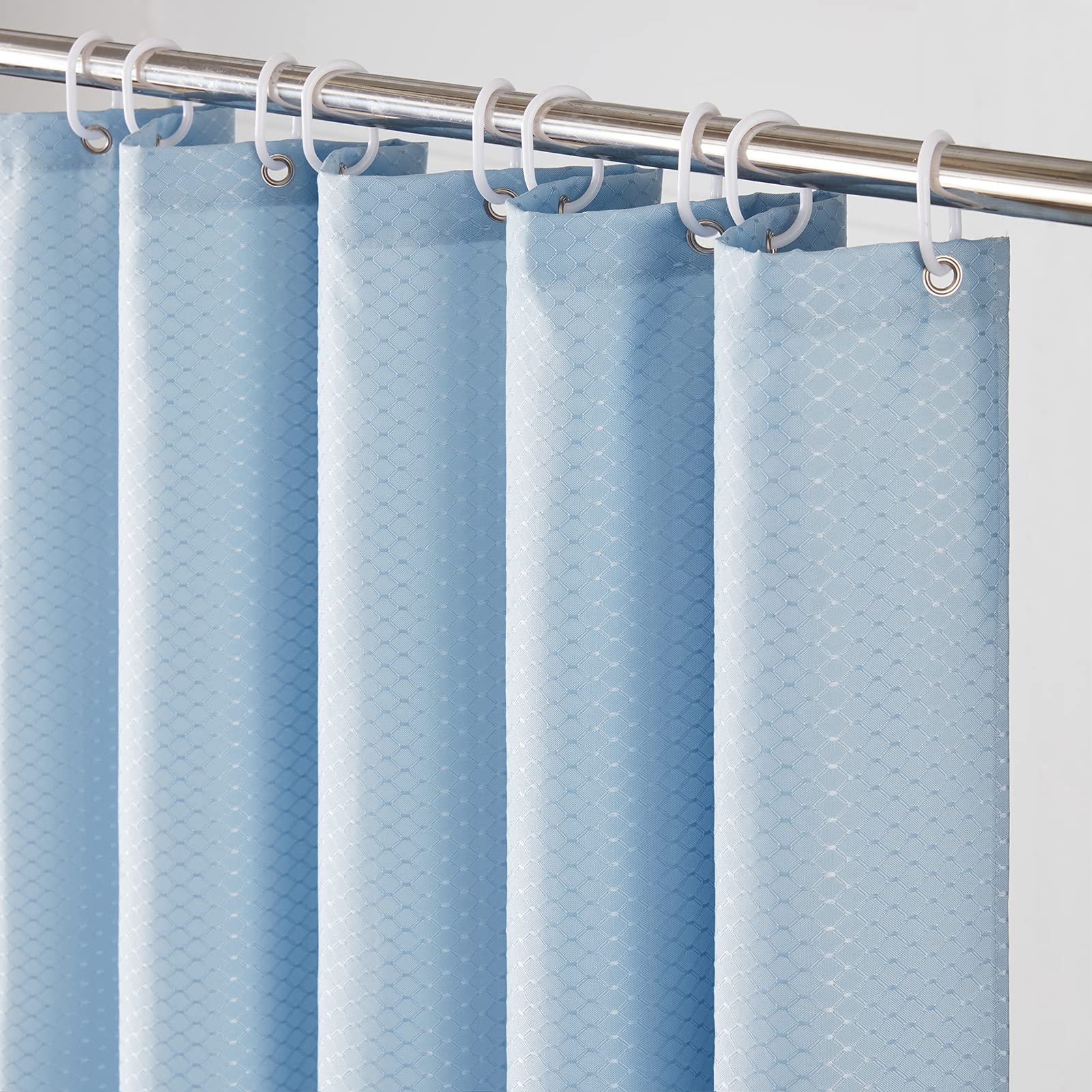 Waffle Shower Curtain – Grey Blue Waterproof Fabric 180x180cm