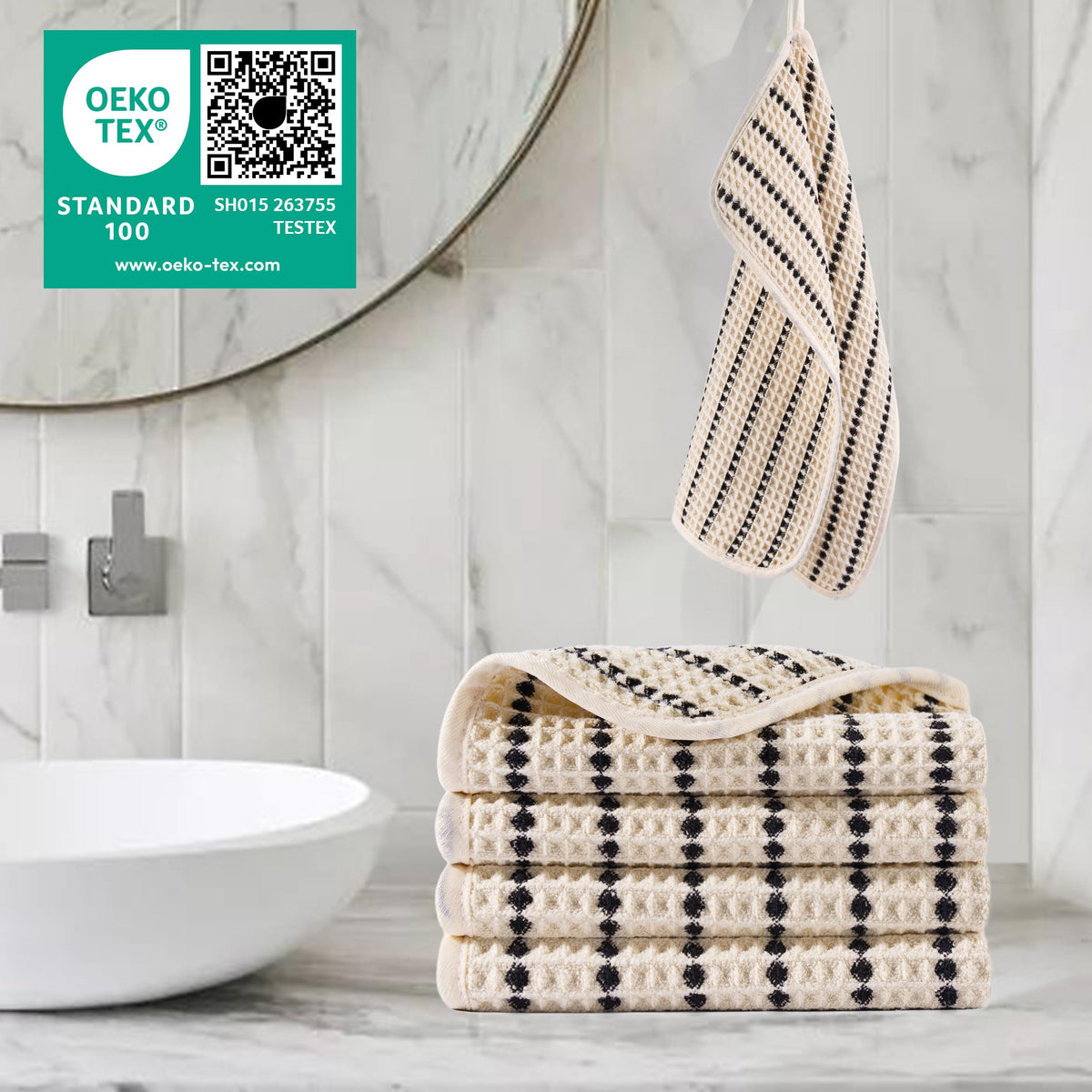POLYTE 430 GSM Microfibre Waffle Wash Cloth Face Towel, 33.0x33.0 cm - image 2