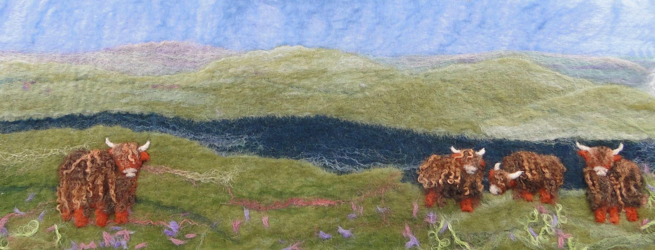 Artfelt Highland Cattle Scottish Landscape Needle Felting Kit | Merino Wool