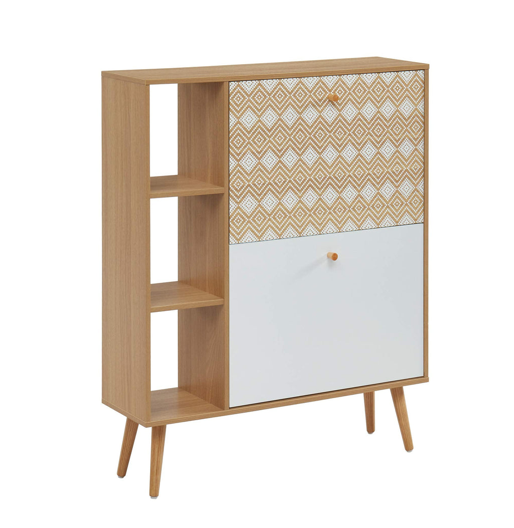BAÏTA LEIKA shoe cabinet, patterns and oak effect, 80cm - image 1