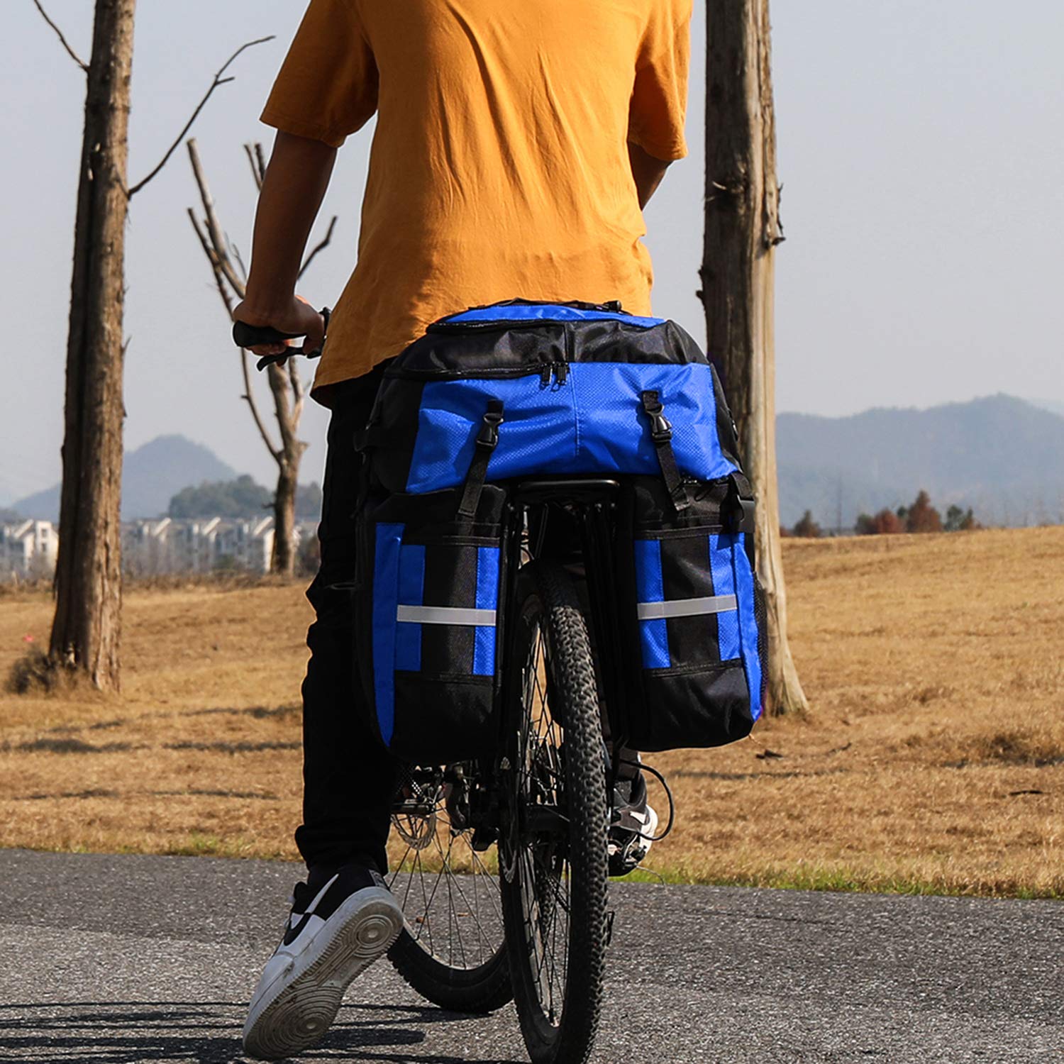 PELLOR 70L Waterproof 3-in-1 MTB Bike Rear Pannier Rack Bag - Blue