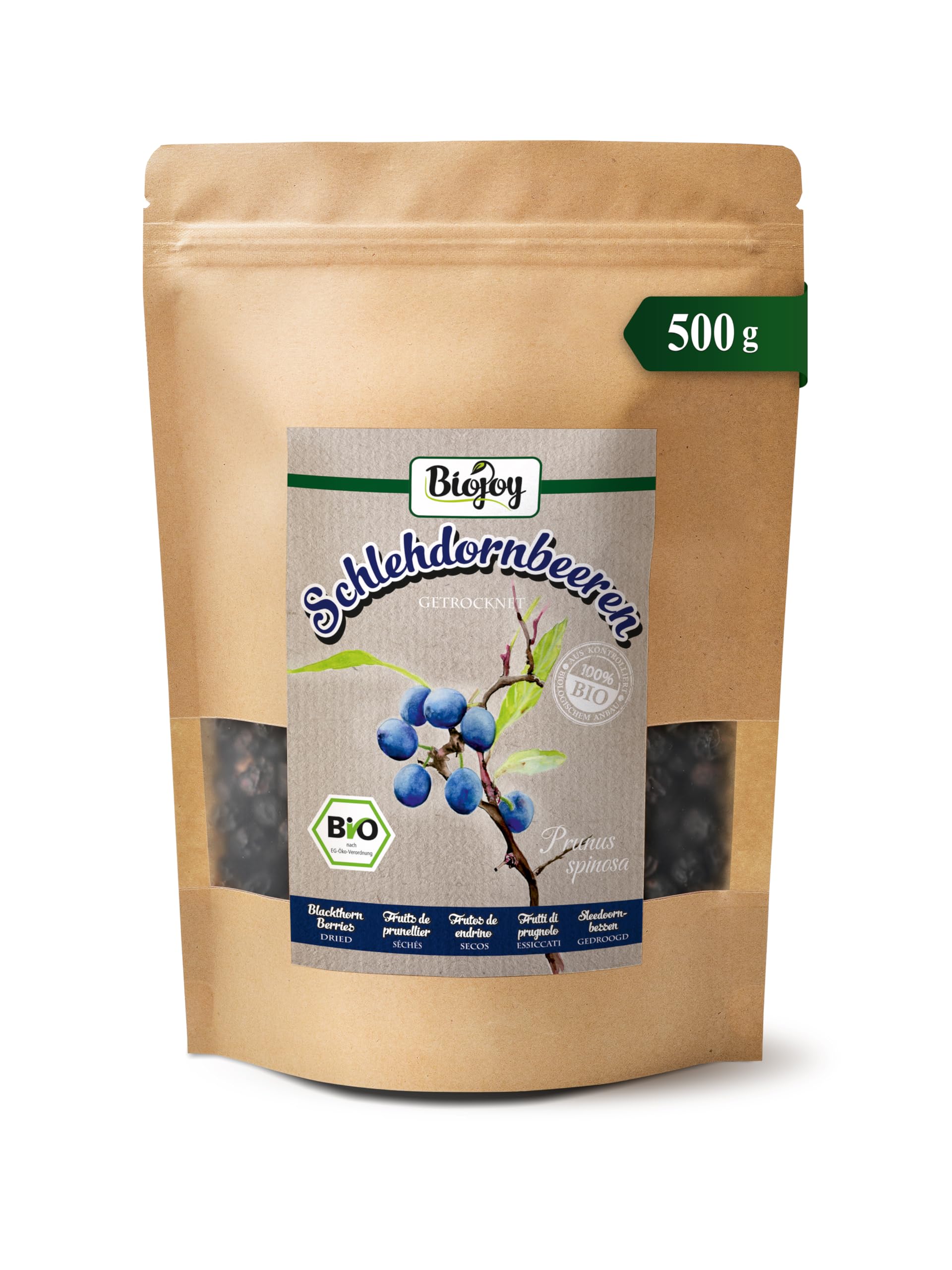 Biojoy Organic Dried Blackthorn Berries (Sloes) for Tea & Jam – 500 g