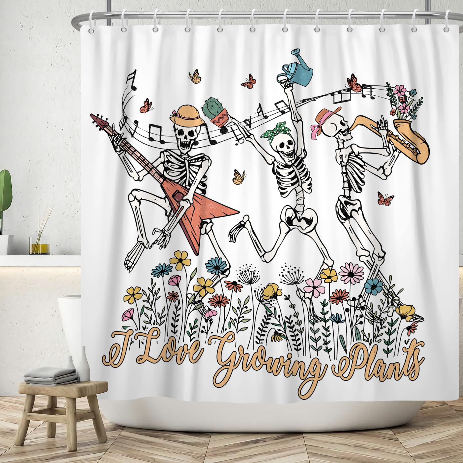 Funny Skeleton Shower Curtain | Waterproof Polyester, 180x200cm