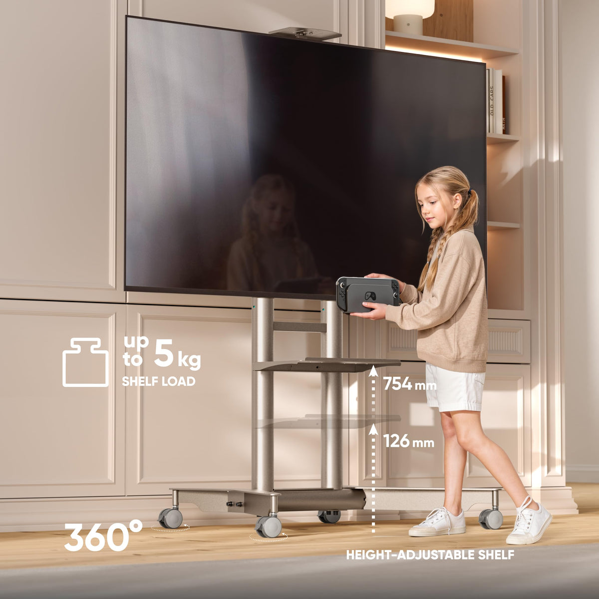 ONKRON Mobile TV Stand 32-75 Inch up to 50 kg, max VESA 600x400, TS1571-C - image 5