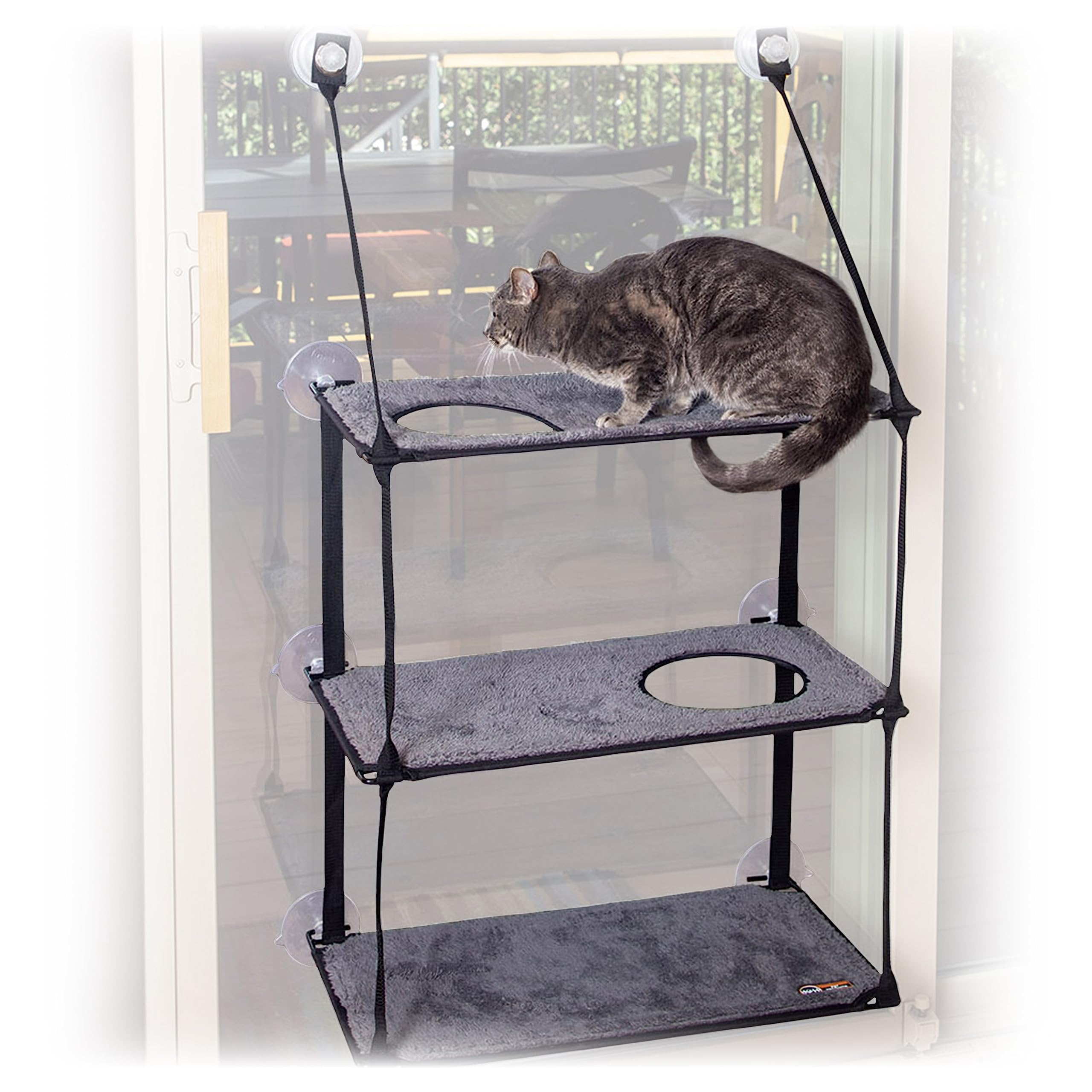 K&H Pet Products EZ Mount Triple Stack Window Cat Perch - Gray, 3 Levels