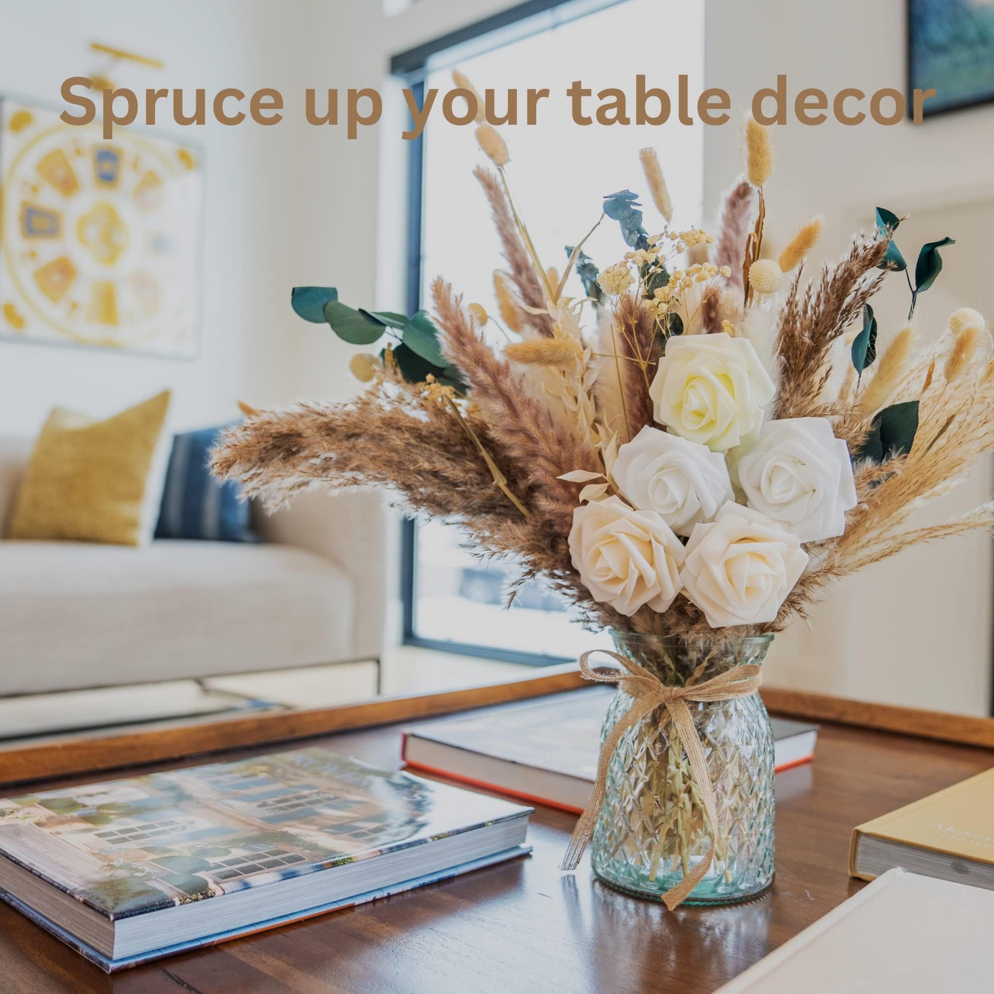 Artificial Flowers in Vase – Boho Pampas Grass Centerpiece