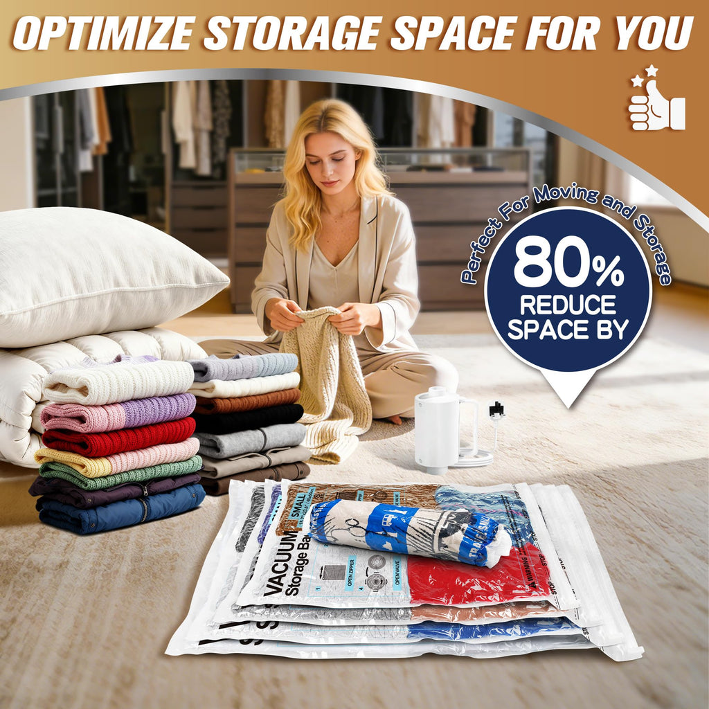 STORAGE MASTER Vacuum Storage Bags, Space Saver Bags 80% More Storage Space, with Electric Pump 25, Combo
